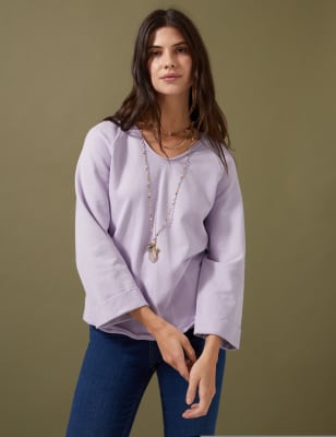 

Womens Per Una Pure Cotton V-Neck Sweatshirt - Soft Lilac, Soft Lilac