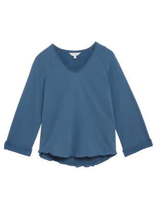

Womens Per Una Pure Cotton V-Neck Sweatshirt - Prussian, Prussian