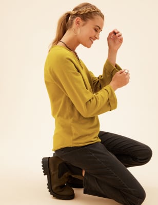 

Womens Per Una Pure Cotton V-Neck Sweatshirt - Ochre, Ochre