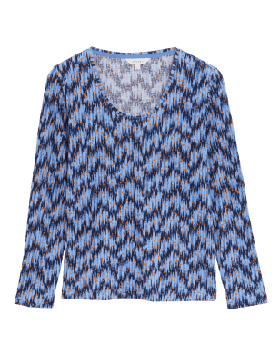 

Per Una Top estampado con cuello redondo con linoWomens - Blue Mix, Blue Mix