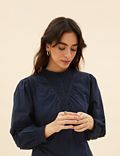 Pure Cotton High Neck Long Sleeve Top