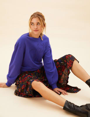 

Womens Per Una Pure Cotton Embroidered Relaxed Sweatshirt - Ultraviolet, Ultraviolet