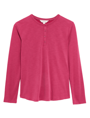 

Womens Per Una Modal Rich Henley Top - Fuchsia, Fuchsia