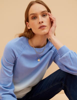

Per Una Sudadera teñida 100% algodón con escote cerradoWomens - Blue Mix, Blue Mix