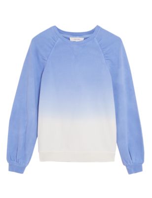 Womens Per Una Pure Cotton Tie Dye Crew Neck Sweatshirt - Blue Mix