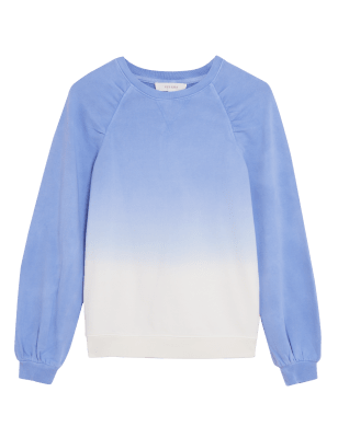 Womens Per Una Pure Cotton Tie Dye Crew Neck Sweatshirt - Blue Mix