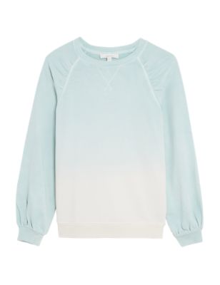 Womens Per Una Pure Cotton Tie Dye Crew Neck Sweatshirt - Mint Mix