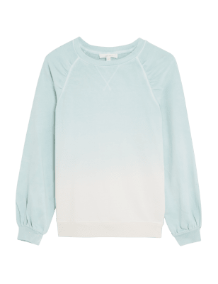 Womens Per Una Pure Cotton Tie Dye Crew Neck Sweatshirt - Mint Mix