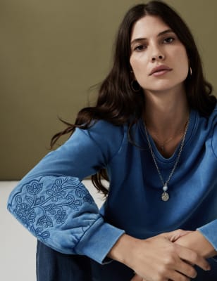 

Per Una Sudadera 100% algodón con bordadoWomens - Indigo, Indigo