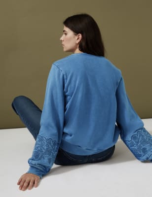 Pure Cotton Embroidered Sweatshirt - FR