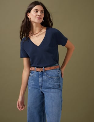 

Per Una Camiseta de modal de escote en picoWomens - Navy, Navy