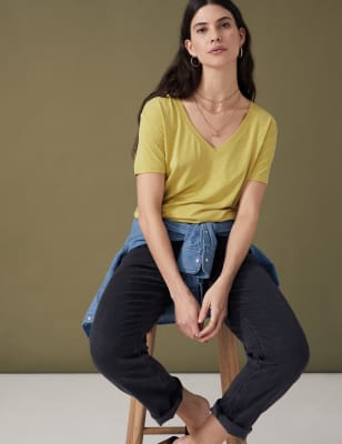 

Per Una Camiseta de modal de escote en picoWomens - Citrus, Citrus