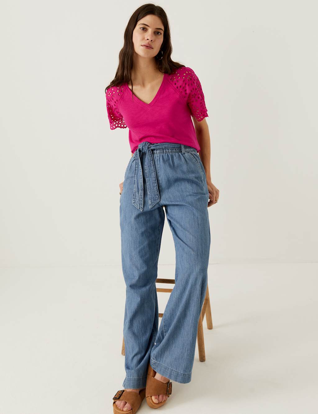 Pure Cotton Broderie Detail T-Shirt image 3