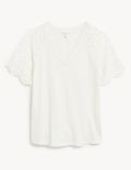 Pure Cotton Broderie Detail T-Shirt