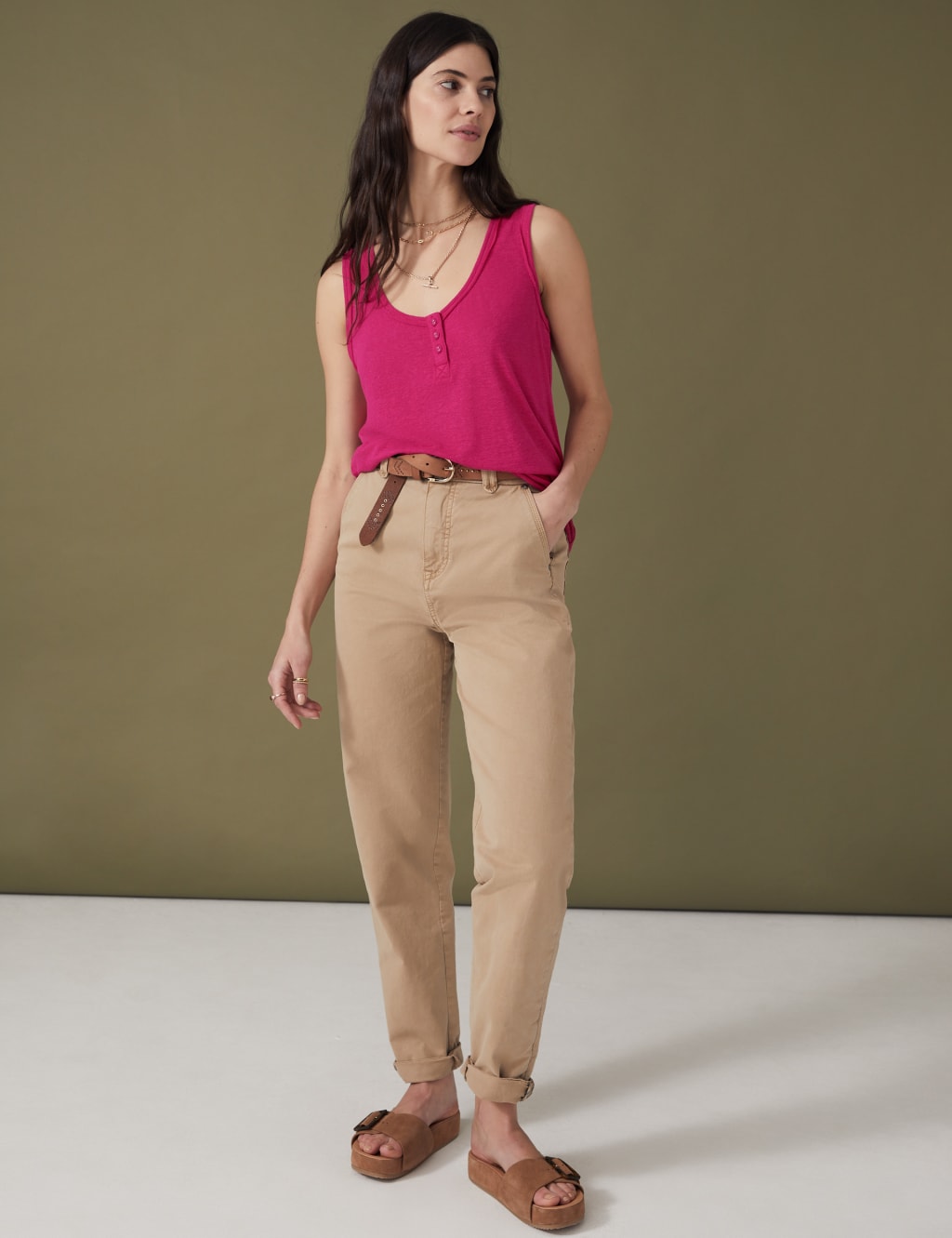 Linen Blend Relaxed Vest Top image 1