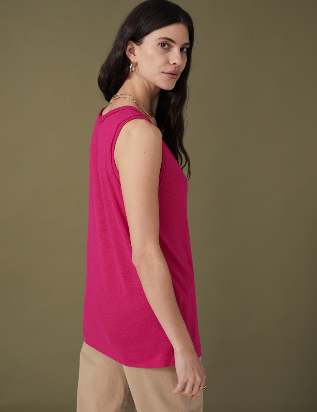 Linen Blend Relaxed Vest Top image 4