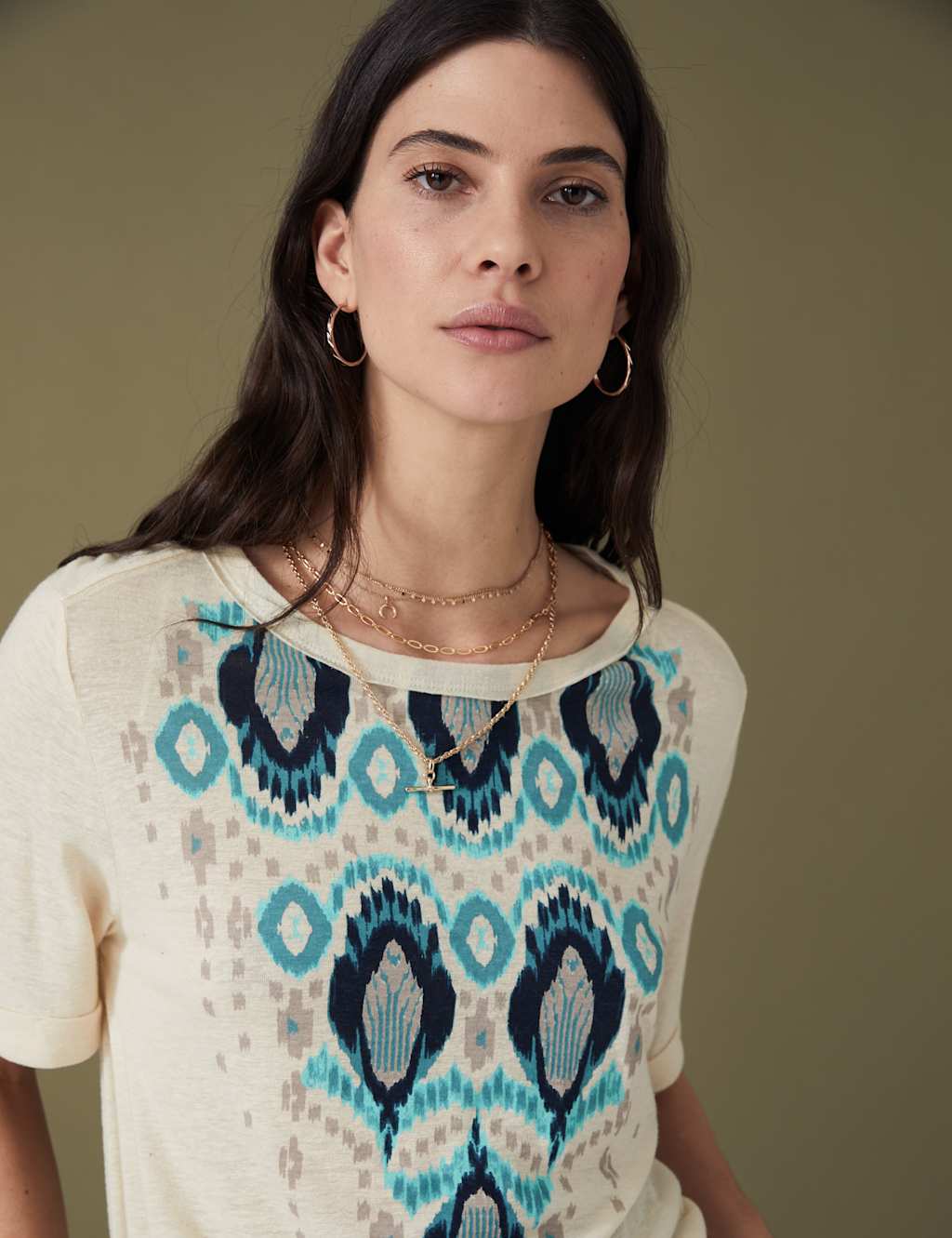 Linen Blend Printed T-Shirt image 3