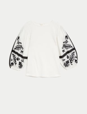 Pure Cotton Embroidered Top