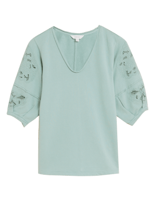 

Womens Per Una Pure Cotton Embroidered Sweatshirt - Soft Green, Soft Green