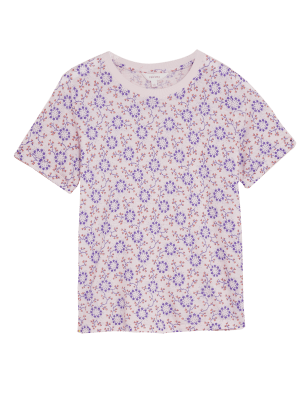 

Womens Per Una Linen Blend Floral Relaxed T-Shirt - Pink Mix, Pink Mix