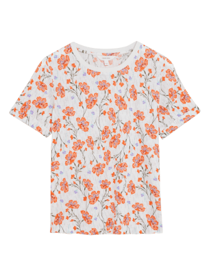 

Womens Per Una Linen Blend Floral Relaxed T-Shirt - Ivory Mix, Ivory Mix