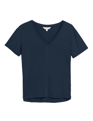 

Womens Per Una Modal Rich V-Neck Short Sleeve T-Shirt - Navy, Navy