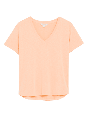 

Womens Per Una Modal Rich V-Neck Short Sleeve T-Shirt - Warm Apricot, Warm Apricot