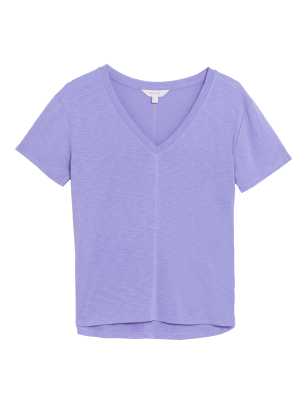

Per Una Camiseta de modal de manga corta con escote en pico de modalWomens - Medium Violet, Medium Violet