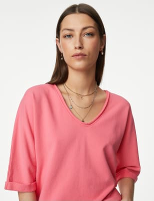

Per Una Sudadera de escote abierto 100% algodónWomens - Medium Pink, Medium Pink