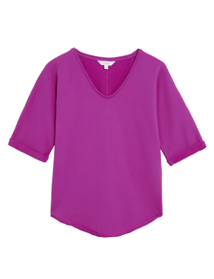 

Womens Per Una Pure Cotton Scoop Neck Sweatshirt - Fuchsia, Fuchsia