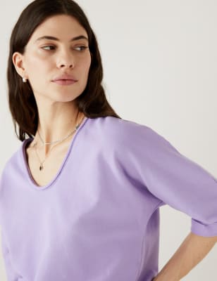 

Womens Per Una Pure Cotton Scoop Neck Sweatshirt - Lilac, Lilac