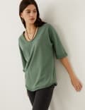 Pure Cotton Scoop Neck Sweatshirt