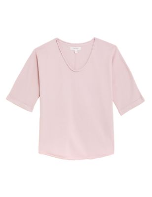 

Womens Per Una Pure Cotton Scoop Neck Sweatshirt - Pink Shell, Pink Shell