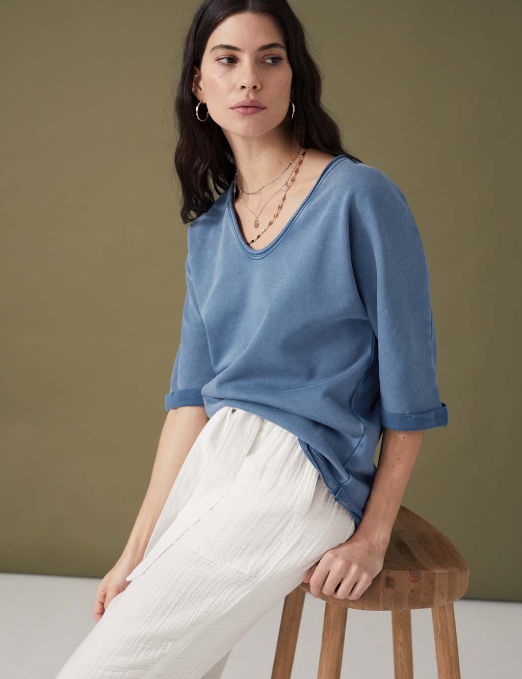 Pure Cotton Scoop Neck Sweatshirt image 1