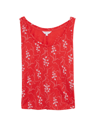 

Womens Per Una Linen Blend Printed Scoop Neck Vest Top - Red Mix, Red Mix