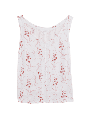 

Womens Per Una Trägeroberteil aus Leinenmischgewebe mit Muster und U-Ausschnitt - Ivory Mix, Ivory Mix