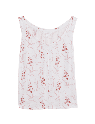 

Womens Per Una Linen Blend Printed Scoop Neck Vest Top - Ivory Mix, Ivory Mix