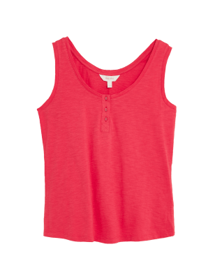 

Womens Per Una Ärmelloses Trägeroberteil mit U-Ausschnitt aus reiner Baumwolle - Bright Pink, Bright Pink