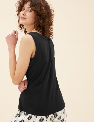 

Womens Per Una Pure Cotton Scoop Neck Sleeveless Vest Top - Black, Black