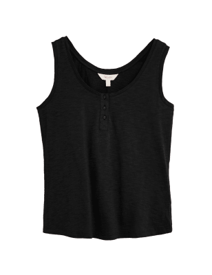 

Womens Per Una Pure Cotton Scoop Neck Sleeveless Vest Top - Black, Black