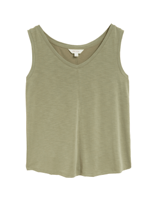 

Womens Per Una Modal Rich Jersey V-Neck Relaxed Vest Top - Khaki, Khaki