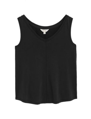 

Womens Per Una Modal Rich Jersey V-Neck Relaxed Vest Top - Black, Black