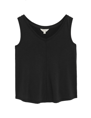 

Womens Per Una Modal Rich Jersey V-Neck Relaxed Vest Top - Black, Black