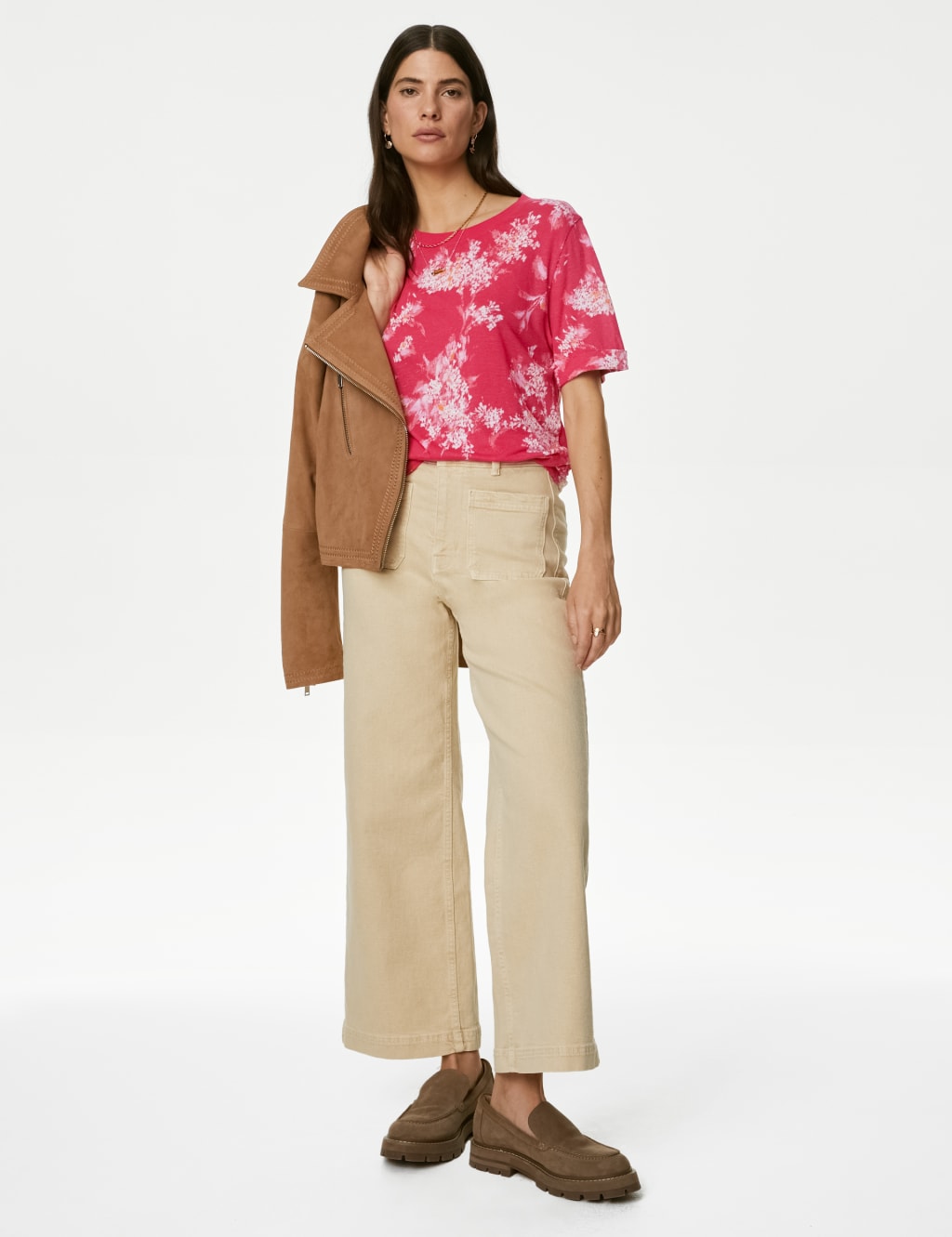 Linen Blend Geometric Short Sleeve T-Shirt image 3