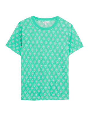 

Per Una Camiseta con lino de manga corta y diseño geométricoWomens - Green Mix, Green Mix