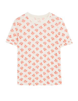 

Womens Per Una Linen Blend Geometric Short Sleeve T-Shirt - Cream Mix, Cream Mix