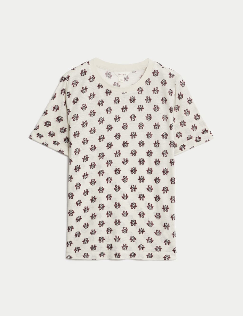 Linen Blend Geometric Short Sleeve T-Shirt image 2