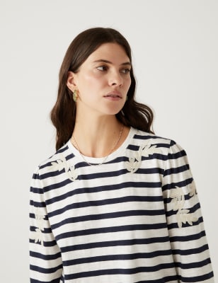 

Womens Per Una Pure Cotton Striped Long Sleeve Top - Navy Mix, Navy Mix