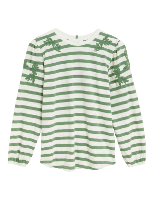 

Womens Per Una Pure Cotton Striped Long Sleeve Top - Green Mix, Green Mix