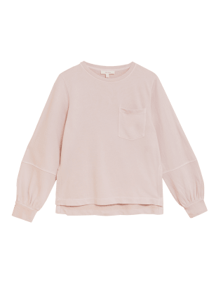 

Womens Per Una Cotton Rich Crew Neck Sweatshirt - Pink Shell, Pink Shell